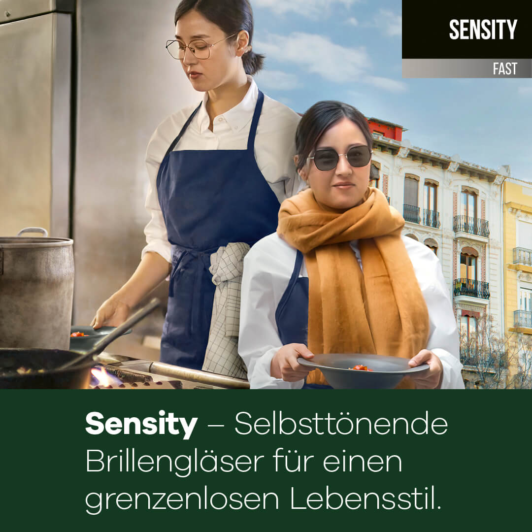 Teaser Hoya Sensity – selbsttönende Brillengläser