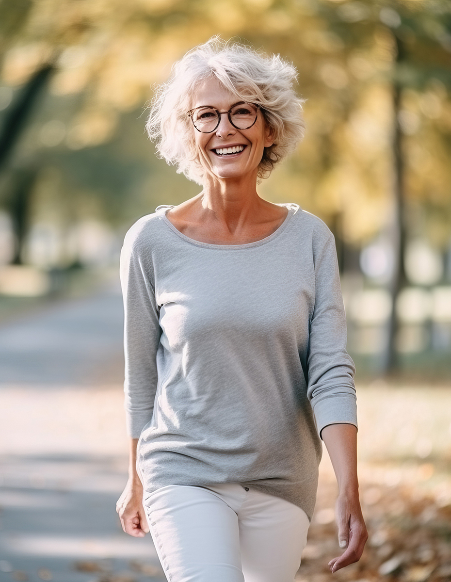 Eine Frau mit einer Gleitsichtbrille