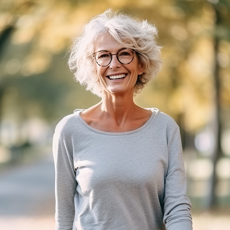 Eine Frau mit einer Gleitsichtbrille